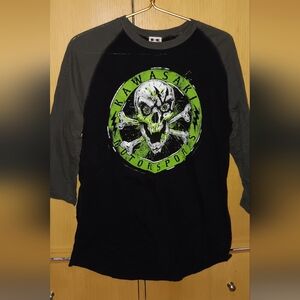 Kawasaki Ninja womens large ¾ sleeve baseball tee graphic tshirt